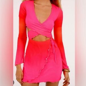 TIGER MIST Hot Pink Body-con Cutout Dress SZ XS